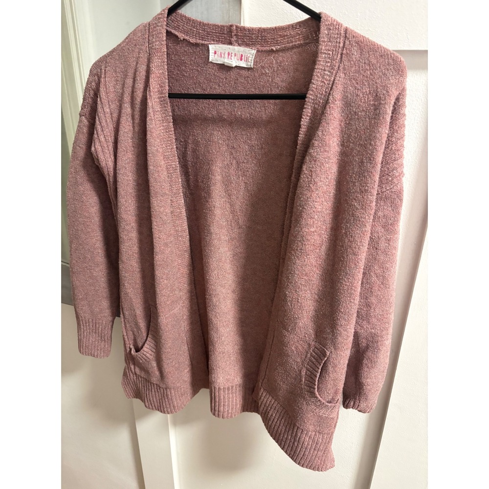 Pink Republic Mauve Pink Open Front Cardigan‎ Sweater Girls Size Medium 10/12